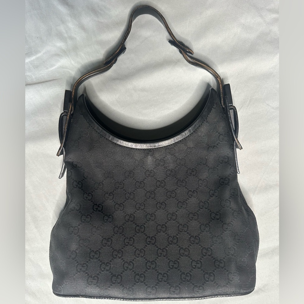 Authentic Gucci Black Patterned Hobo Bag